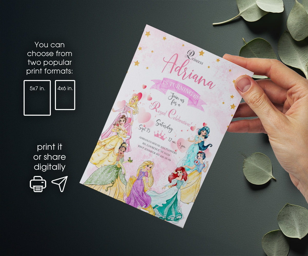 Disney Princess customizable invitation template | Share or Print | girl | FF198