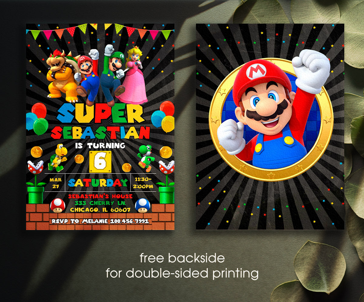 Super Mario Bros customizable invitation template | Share or Print | MU647