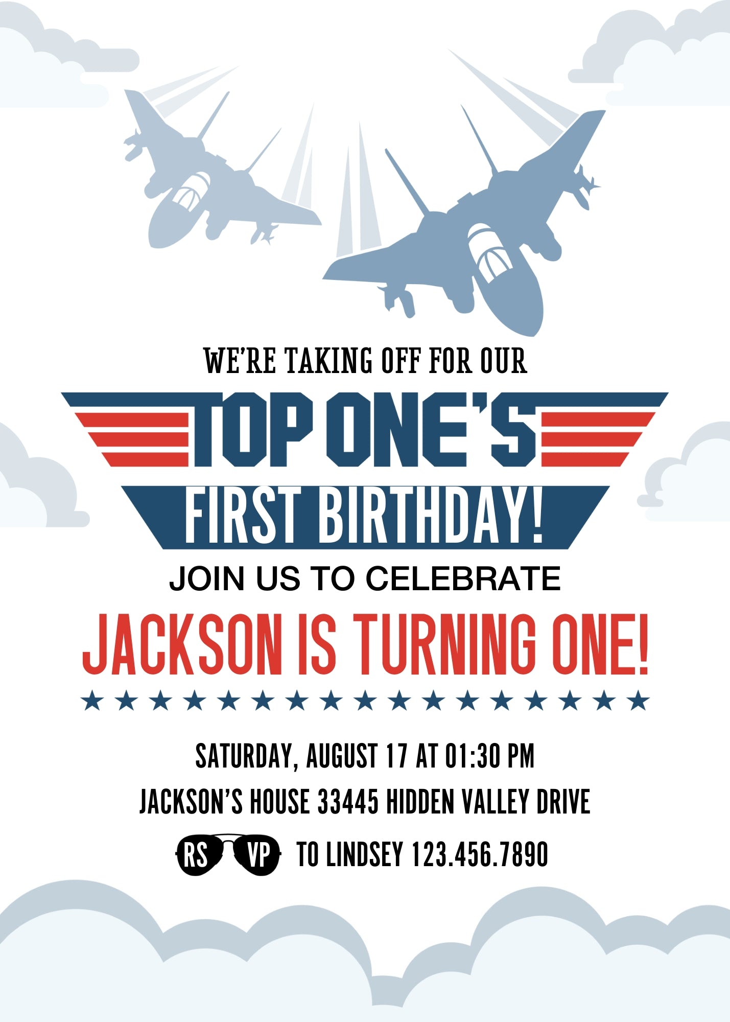 Top Gun One Jet Fighter customizable invitation template | Share or Print | boy | RR786