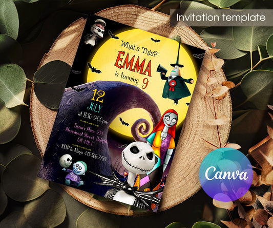 The Nightmare Before Christmas Halloween customizable invitation template | Share or Print | DK404