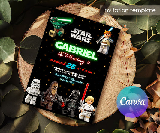 Star Wars Darth Vader Lego Minifigures customizable invitation template | Share or Print | TG934