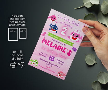 Baby Shark customizable invitation template | Share or Print | FQ449
