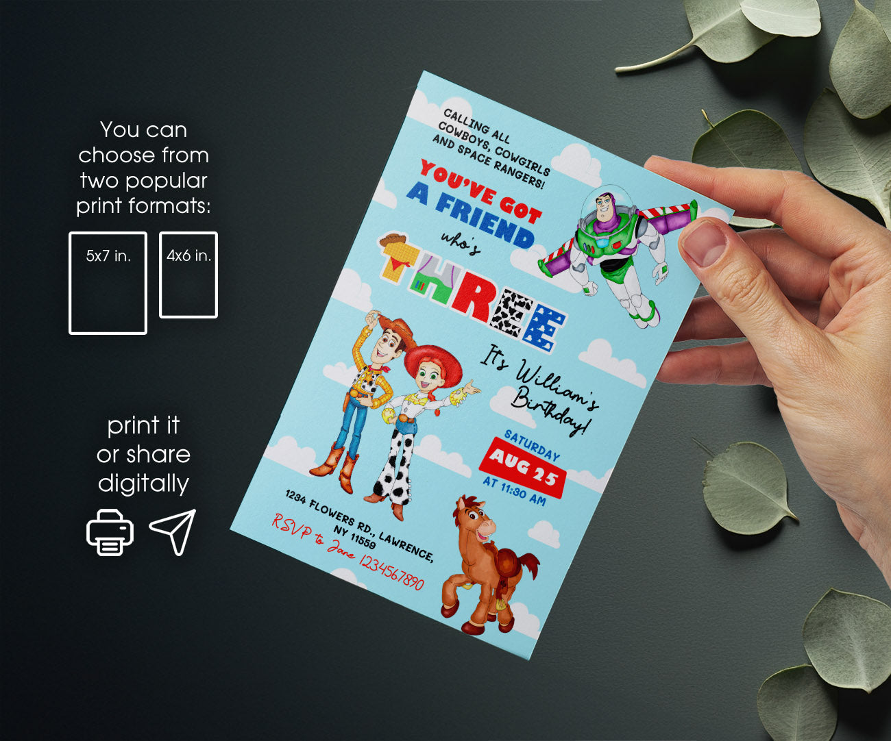 Toy Story Woody customizable invitation template | Share or Print | NX113
