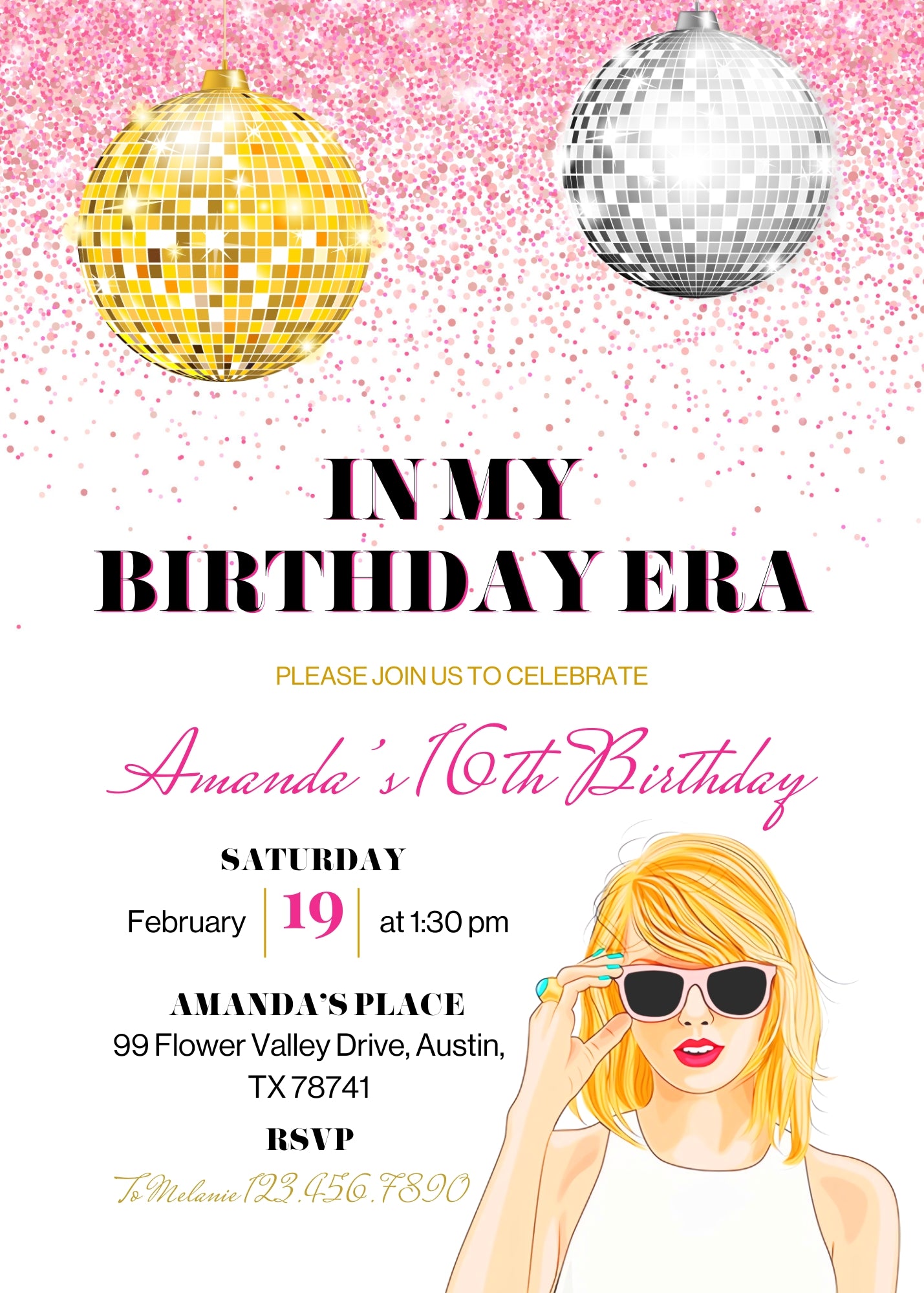 Taylor Swift Eras Tour customizable invitation template | Share or Print | girl | YN059