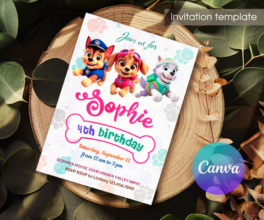 PAW Patrol customizable invitation template | Share or Print | TY172