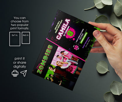 Zombies 3 Halloween customizable invitation template | Share or Print | JV269