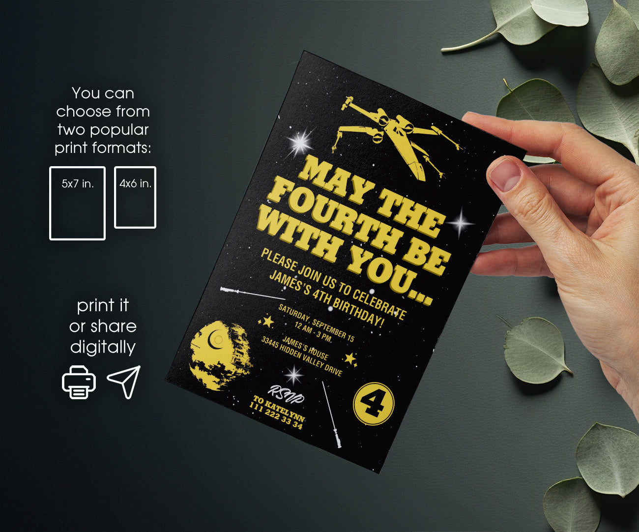 Star Wars Darth Vader customizable invitation template | Share or Print | boy | JP519