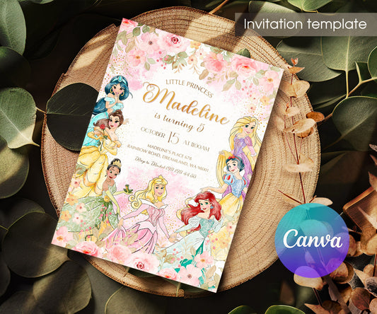 Disney Princess customizable invitation template | Share or Print | girl | LI115