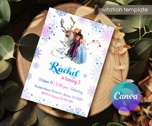 Frozen Elsa customizable invitation template | Share or Print | girl | MR558