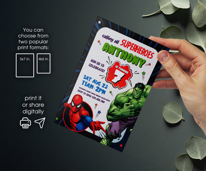 Avengers Marvel Superhero customizable invitation template | Share or Print | boy | AP331