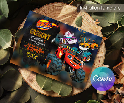 Blaze Monster Machines Trucks customizable invitation template | Share or Print | boy | UM041