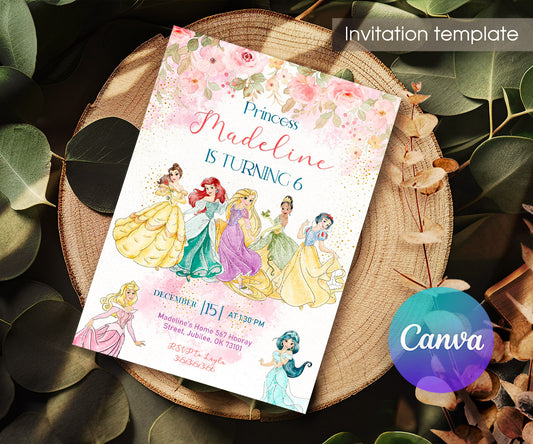 Disney Princess customizable invitation template | Share or Print | girl | FE691