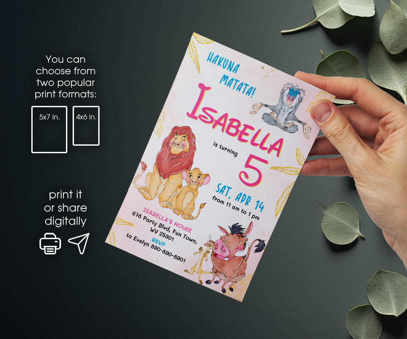 Lion King Simba customizable invitation template | Share or Print | ZJ273