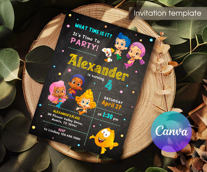 Bubble Guppies Molly Gil customizable invitation template | Share or Print | girl | HP666