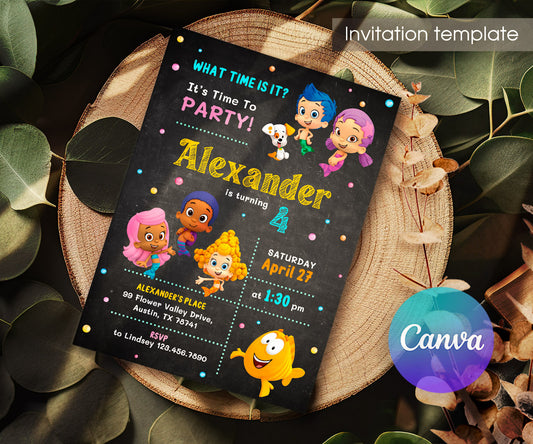 Bubble Guppies Molly Gil customizable invitation template | Share or Print | girl | HP666