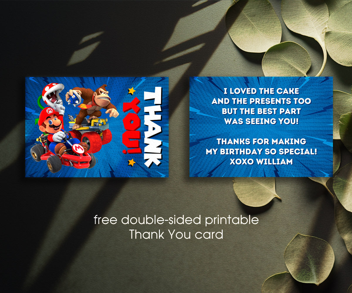 Mario Kart Gamer customizable invitation template | Share or Print | boy | LJ482