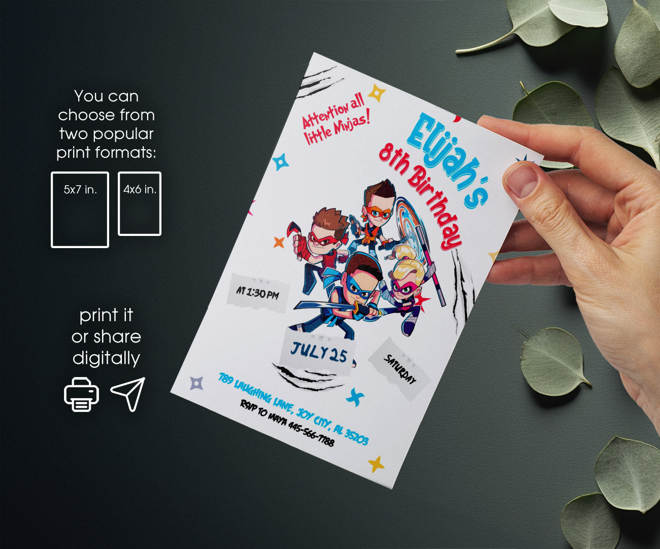Ninja Kidz TV customizable invitation template | Share or Print | FE438