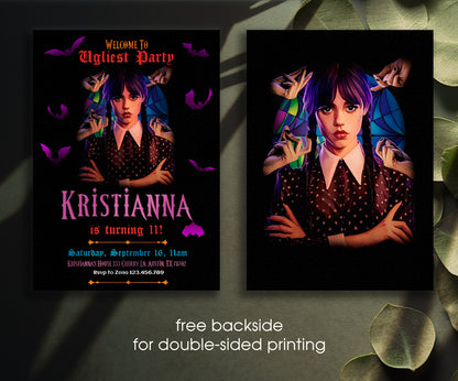 Wednesday Addams customizable invitation template | Share or Print | girl | KZ827