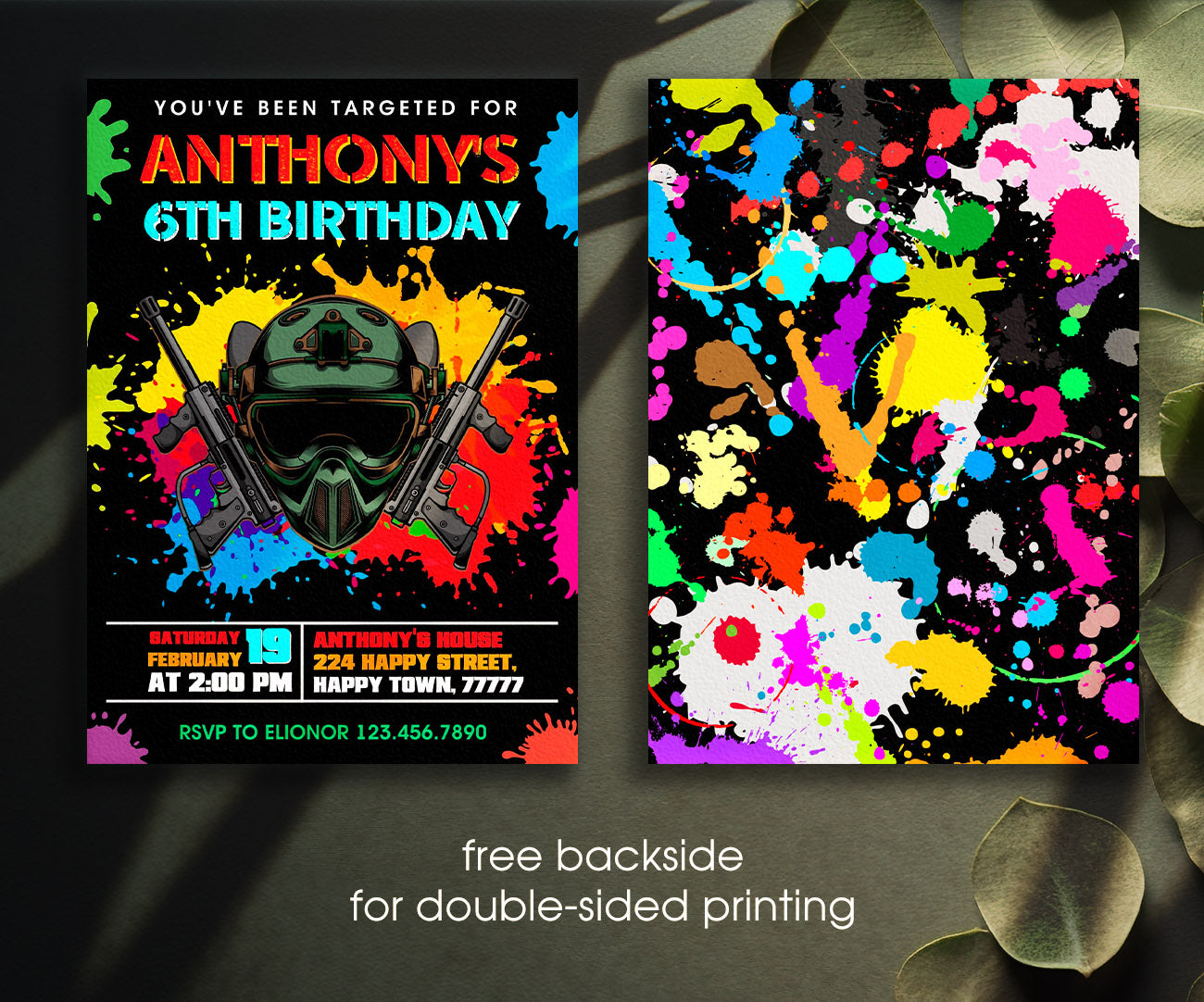 Paintball Airsoft battle customizable invitation template | Share or Print | boy | DP724