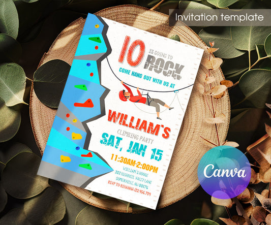 Rock Climbing customizable invitation template | Share or Print | PL252