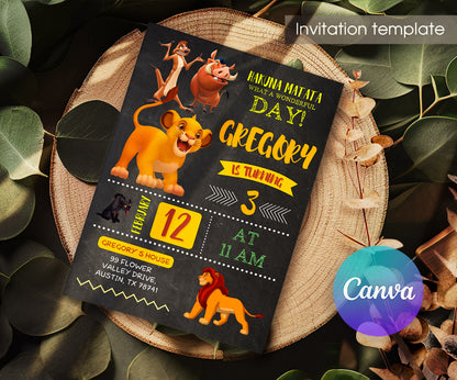 Lion King Simba customizable invitation template | Share or Print | MP650