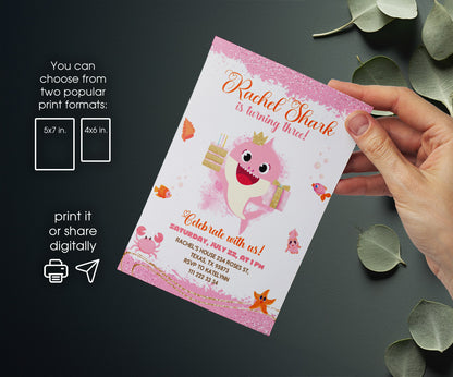 Baby Shark customizable invitation template | Share or Print | DH302