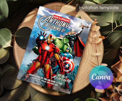Avengers Marvel Superhero customizable invitation template | Share or Print | boy | CH529