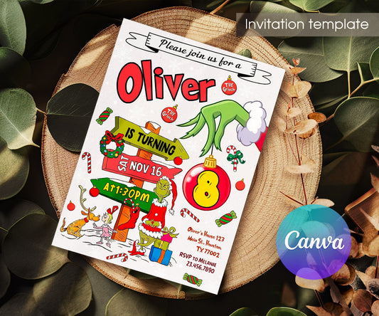 The Grinch  Merry Grinchmas customizable invitation template | Share or Print | PY106