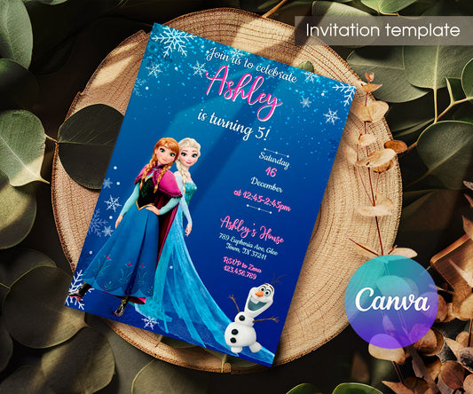 Frozen Elsa customizable invitation template | Share or Print | girl | KA019