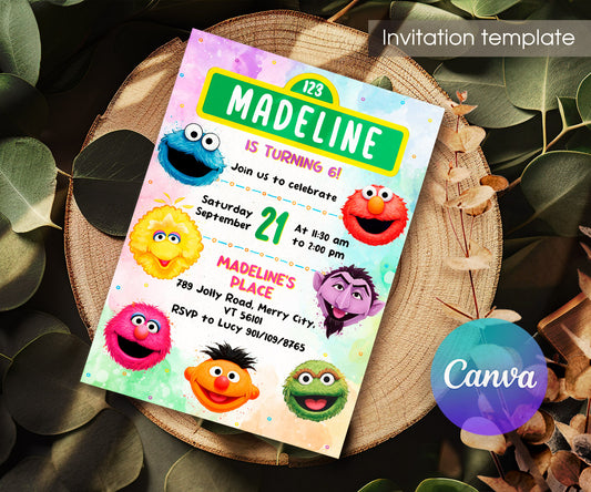 Sesame Street customizable invitation template | Share or Print | JR721
