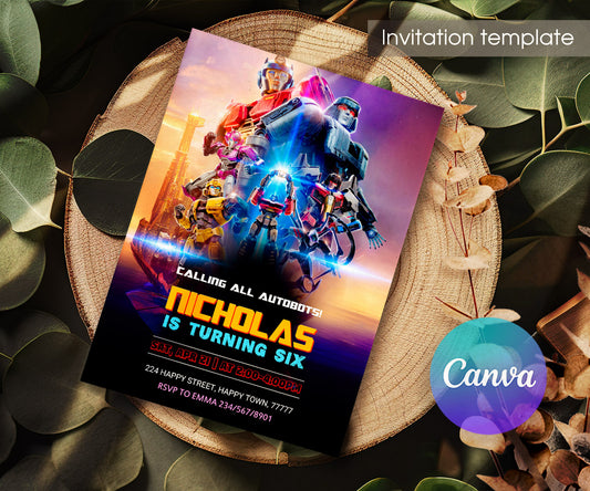 Transformers One Rescue Bots customizable invitation template | Share or Print | boy | QB837