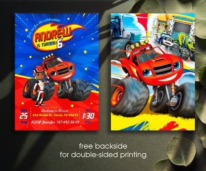 Blaze Monster Machines Trucks customizable invitation template | Share or Print | boy | QI333