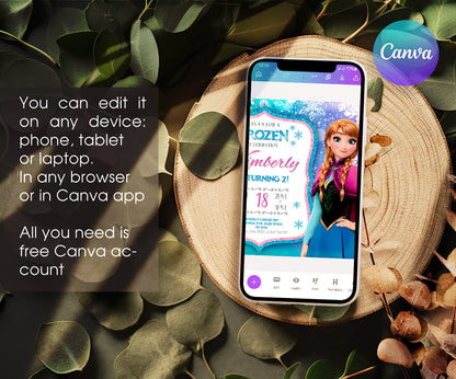 Frozen Elsa customizable invitation template | Share or Print | girl | NL950