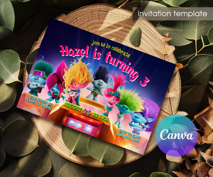 Trolls Poppy customizable invitation template | Share or Print | PX154