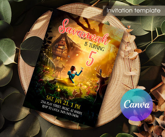 Snow White Musical Disney Princess customizable invitation template | Share or Print | IN275