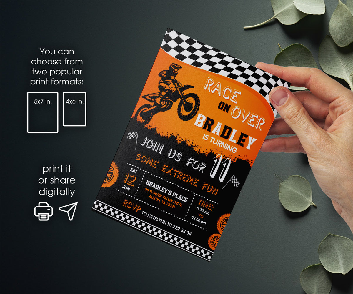 Motocross Extreme customizable invitation template | Share or Print | HV900