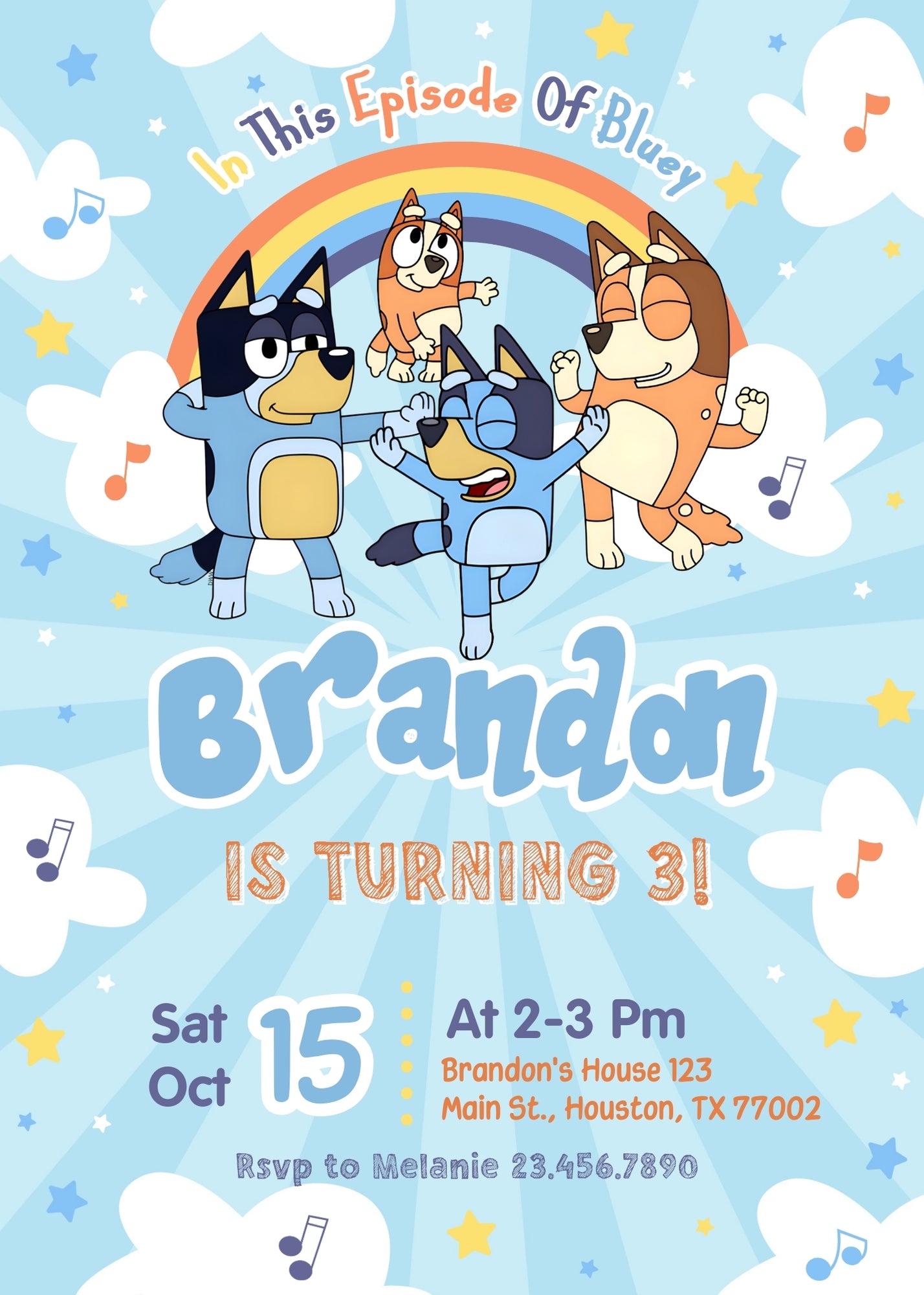 Bluey Bingo customizable invitation template | Share or Print | VD765