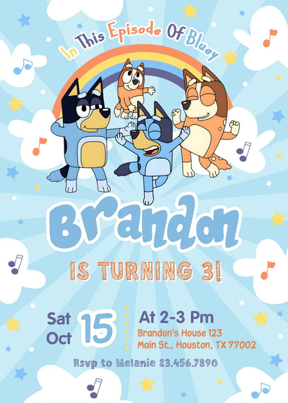 Bluey Bingo customizable invitation template | Share or Print | VD765