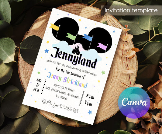 Disneyland customizable invitation template | Share or Print | girl | HD973