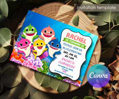 Baby Shark customizable invitation template | Share or Print | DB482