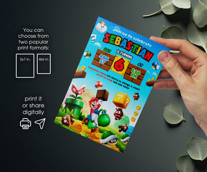 Super Mario Bros customizable invitation template | Share or Print | TX962
