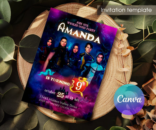 Descendants Disney customizable invitation template | Share or Print | SF012