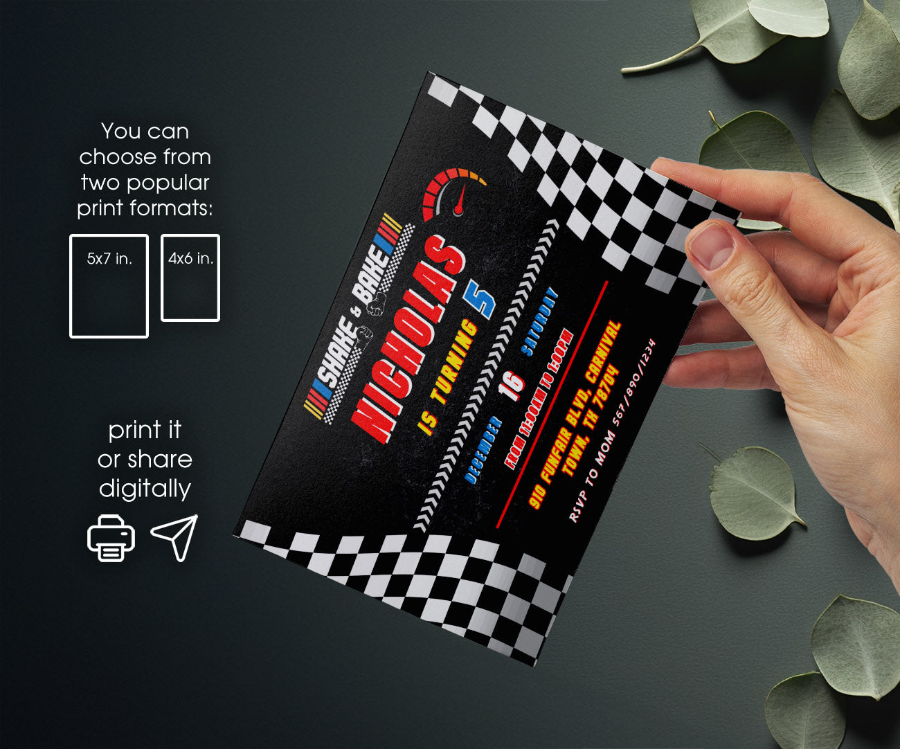 Nascar Racing Ricky Bobby customizable invitation template | Share or Print | boy | RN282