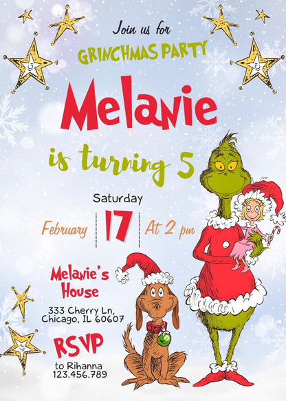 The Grinch  Merry Grinchmas customizable invitation template | Share or Print | HM652