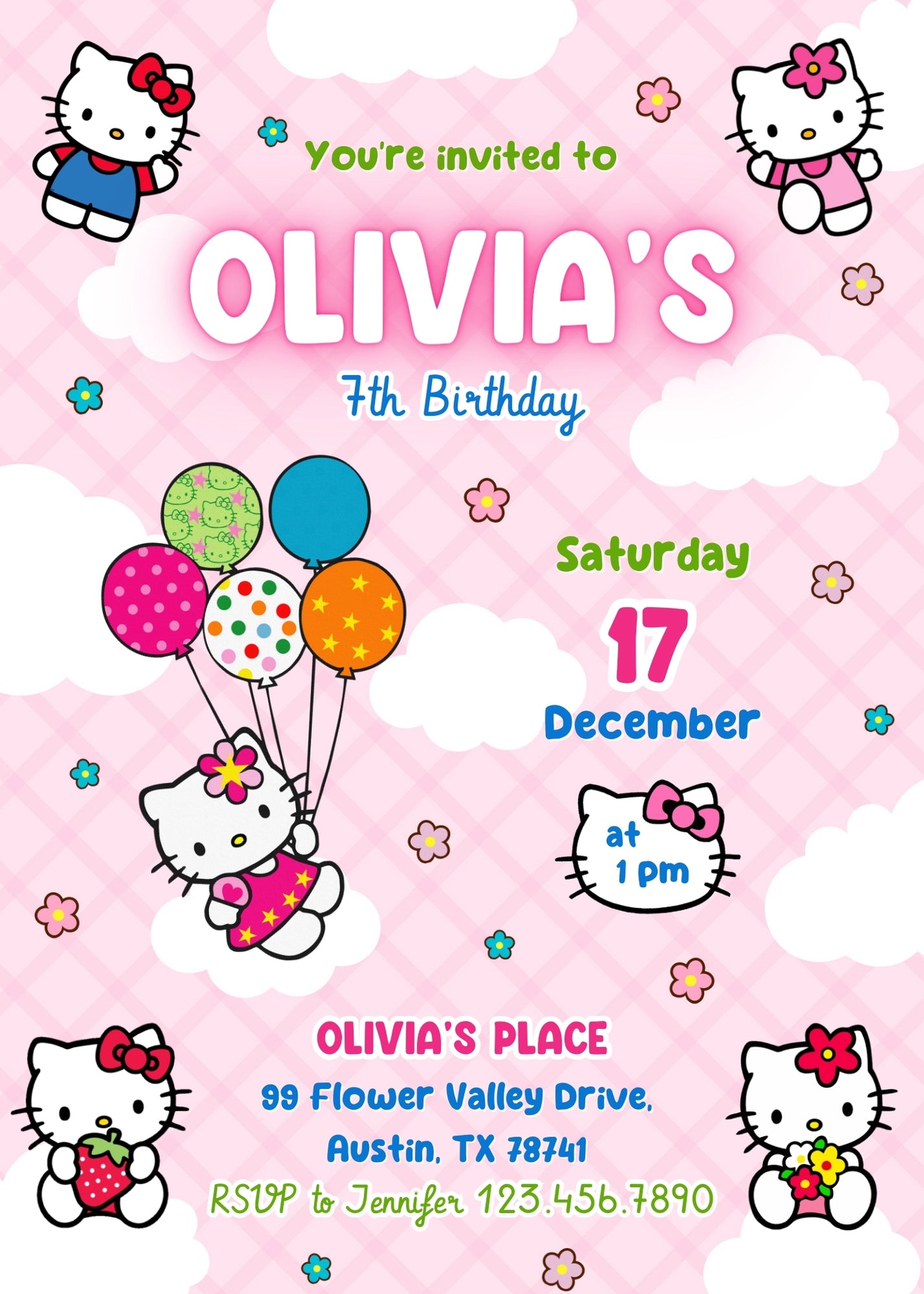 Hello Kitty Sanrio customizable invitation template | Share or Print | CA628
