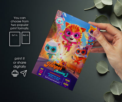 SuperKitties customizable invitation template | Share or Print | YB425
