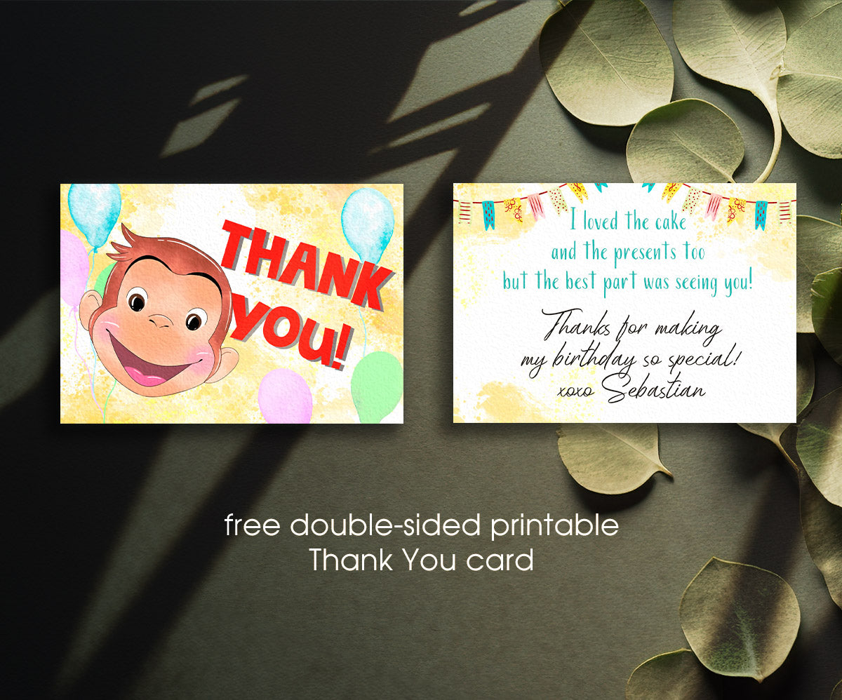 Curious George Monkey customizable invitation template | Share or Print | BA960
