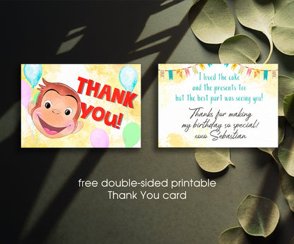 Curious George Monkey customizable invitation template | Share or Print | BA960