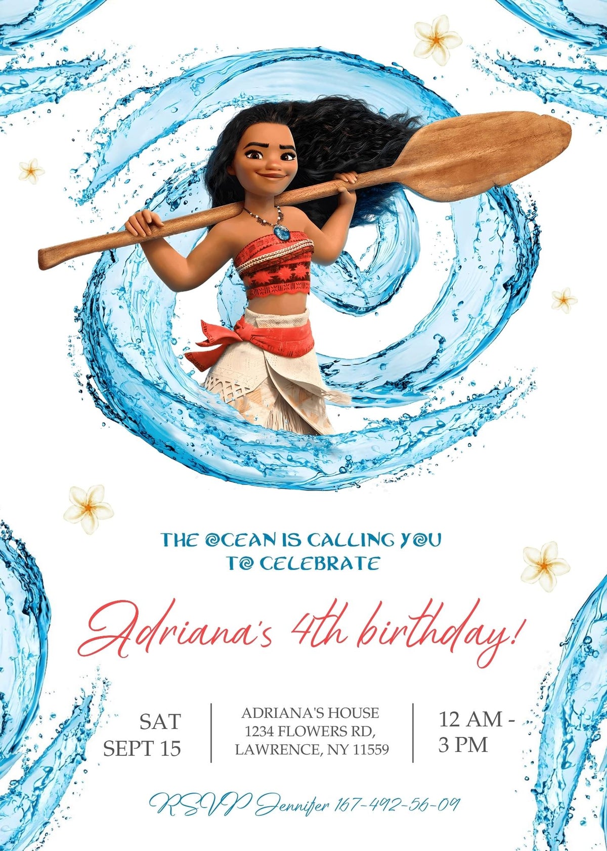 Moana Princess customizable invitation template | Share or Print | girl | FO502