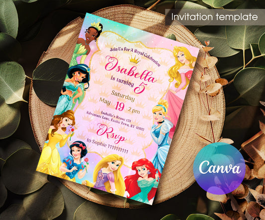 Disney Princess customizable invitation template | Share or Print | girl | MA328